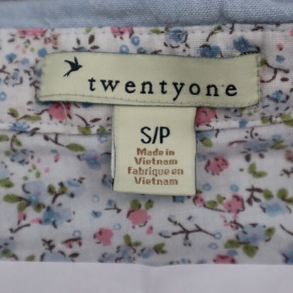 Twentyone Shirt Womens S Blue Chest Pockets Button Up Long Sleeve Collared Top - Picture 2 of 16